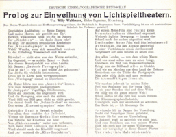 Prolog zur Einweihung von Lichtspieltheatern